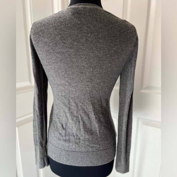 Smitten Gray Button Front Cardigan Sweater Wool Blend with Sequin Pockets - Picture 9 of 15